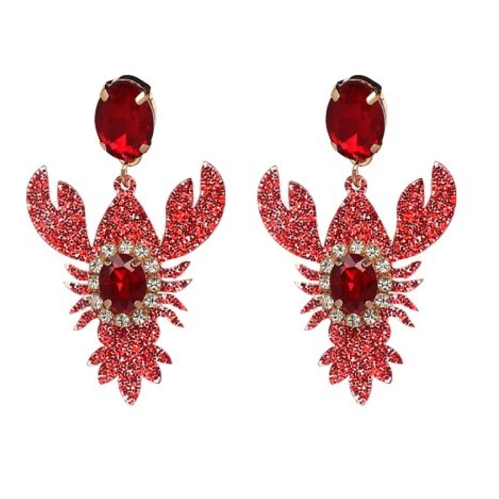 Red Glitter Crab Summer Cute Sea Drop Earrings 25$
